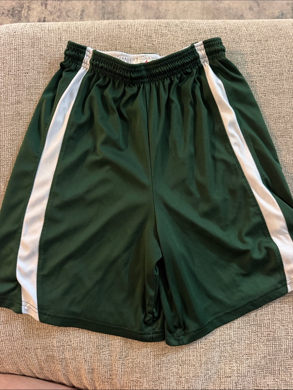 Kids Green Athletic Shorts with White Side Panels